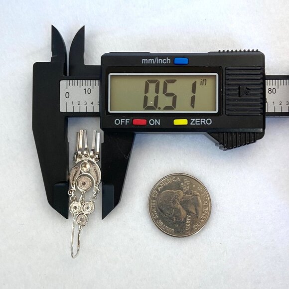 VTG Sterling Silver 925 Filigree Spun Silver Fringe Dangle Drop Earrings - Picture 14 of 14